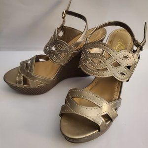 Metallic Gold Wedge Sandals